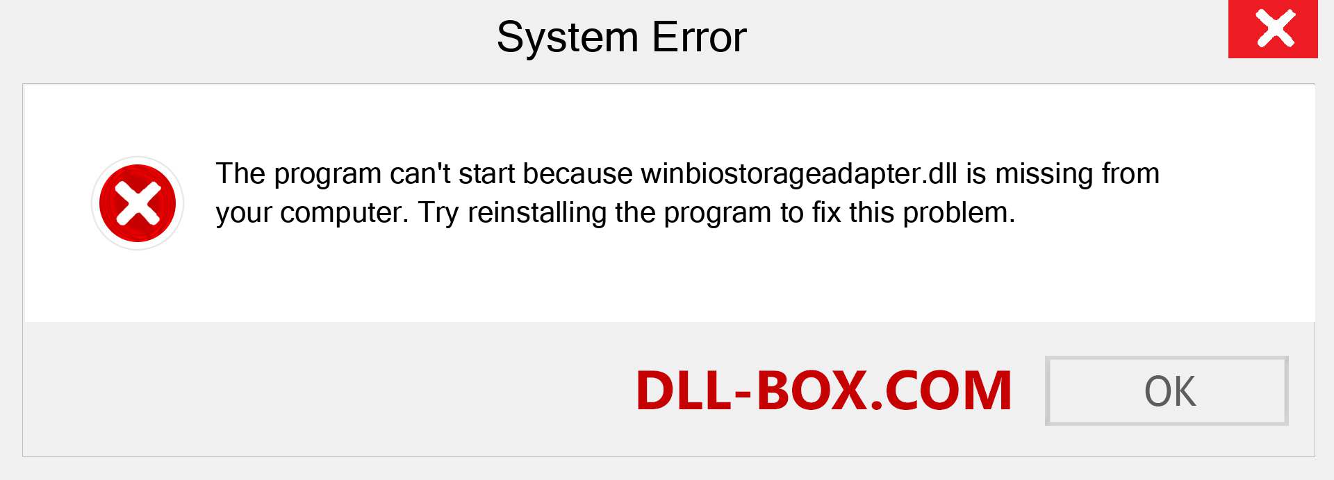  winbiostorageadapter.dll file is missing?. Download for Windows 7, 8, 10 - Fix  winbiostorageadapter dll Missing Error on Windows, photos, images